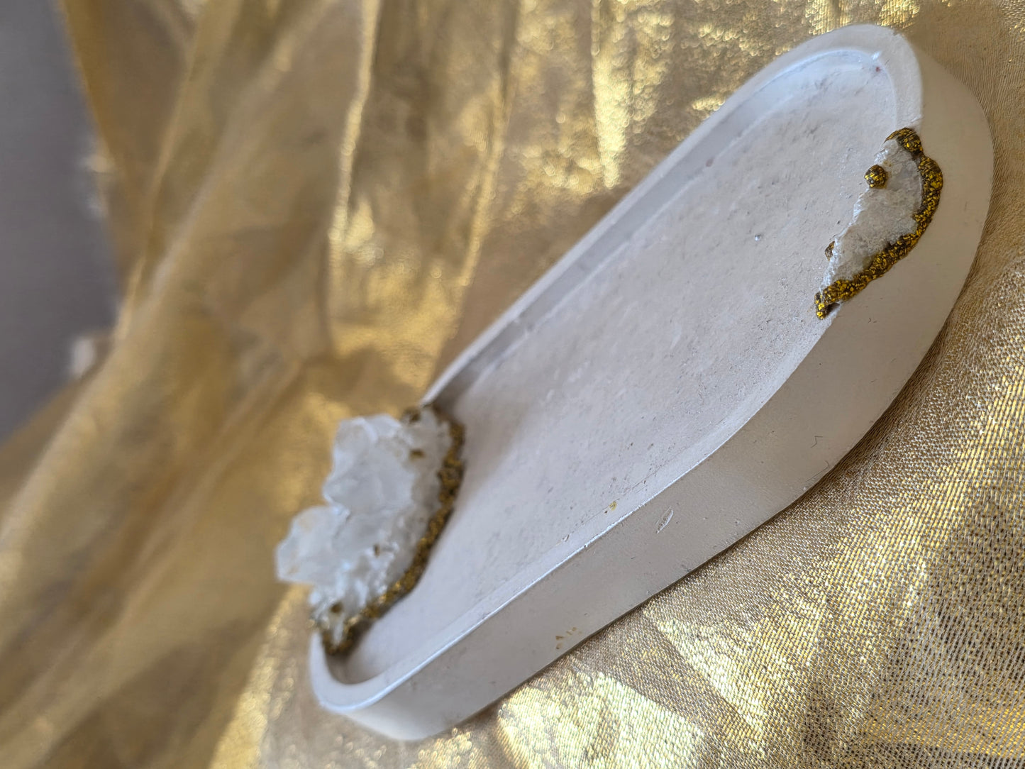 Textured White & Gold Accent Tray