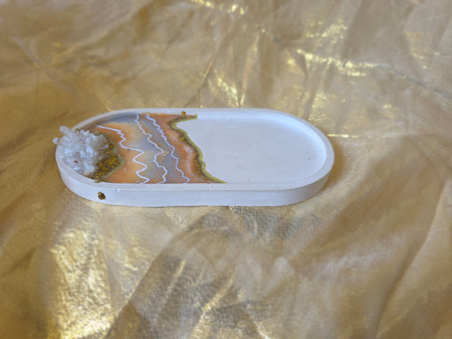 Opulent Gold & Quartz Geode Tray