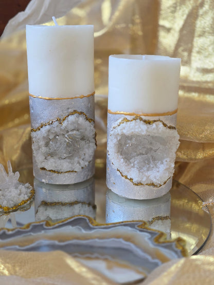 Geode Style candles and Mirror stand