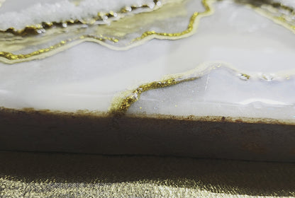 White and Gold Geode Resin Art