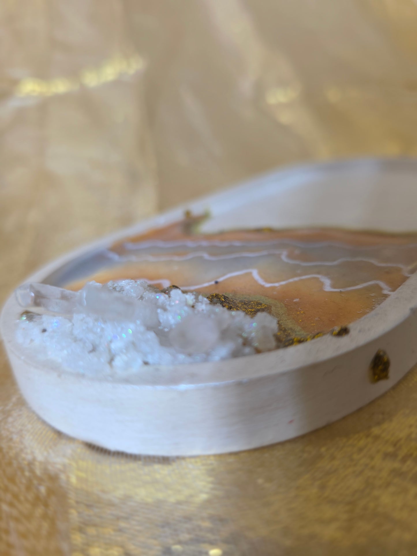 Opulent Gold & Quartz Geode Tray