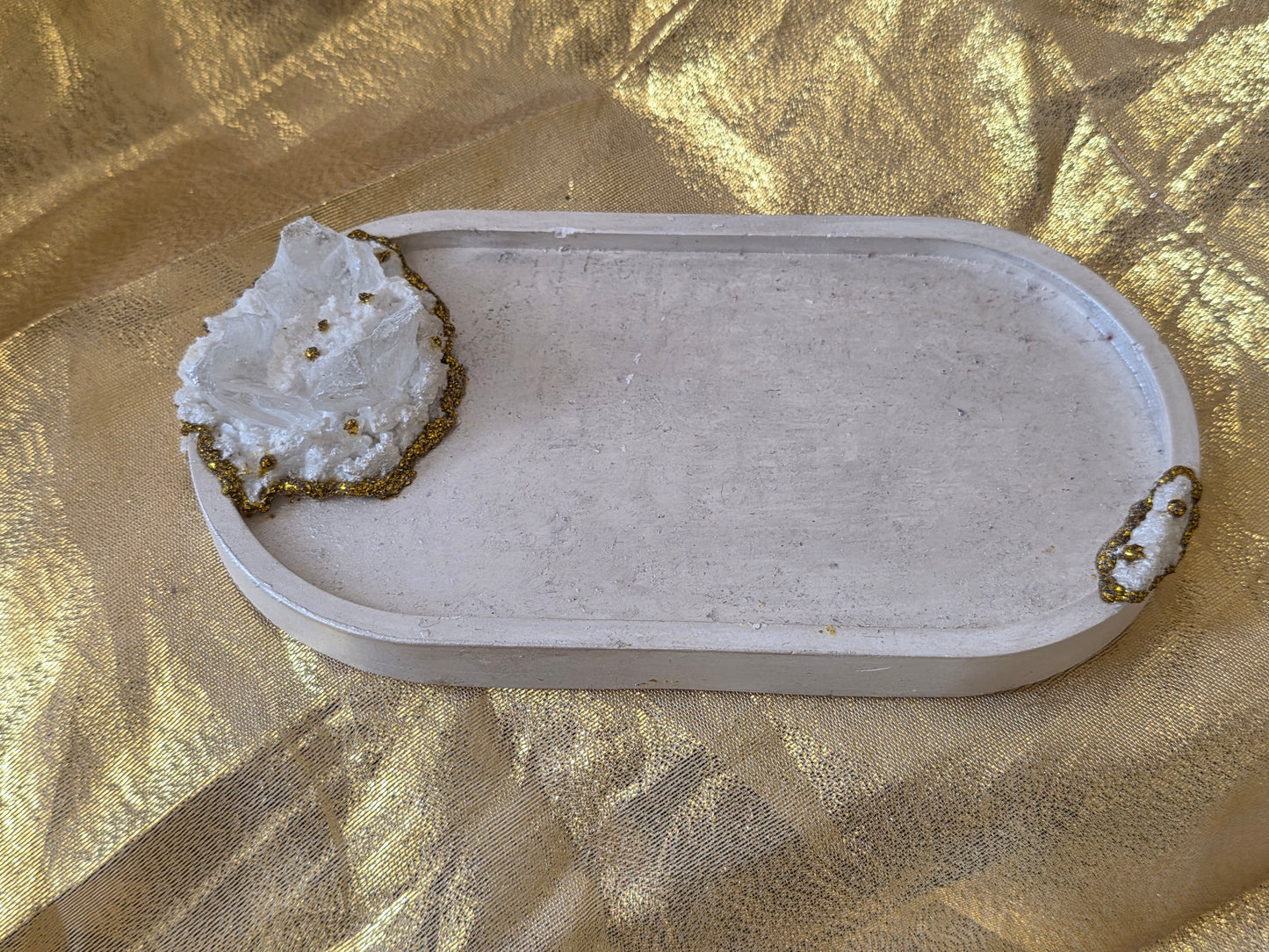 Textured White & Gold Accent Tray