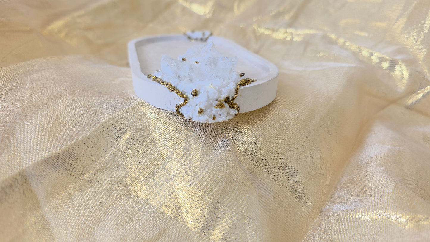 Textured White & Gold Accent Tray