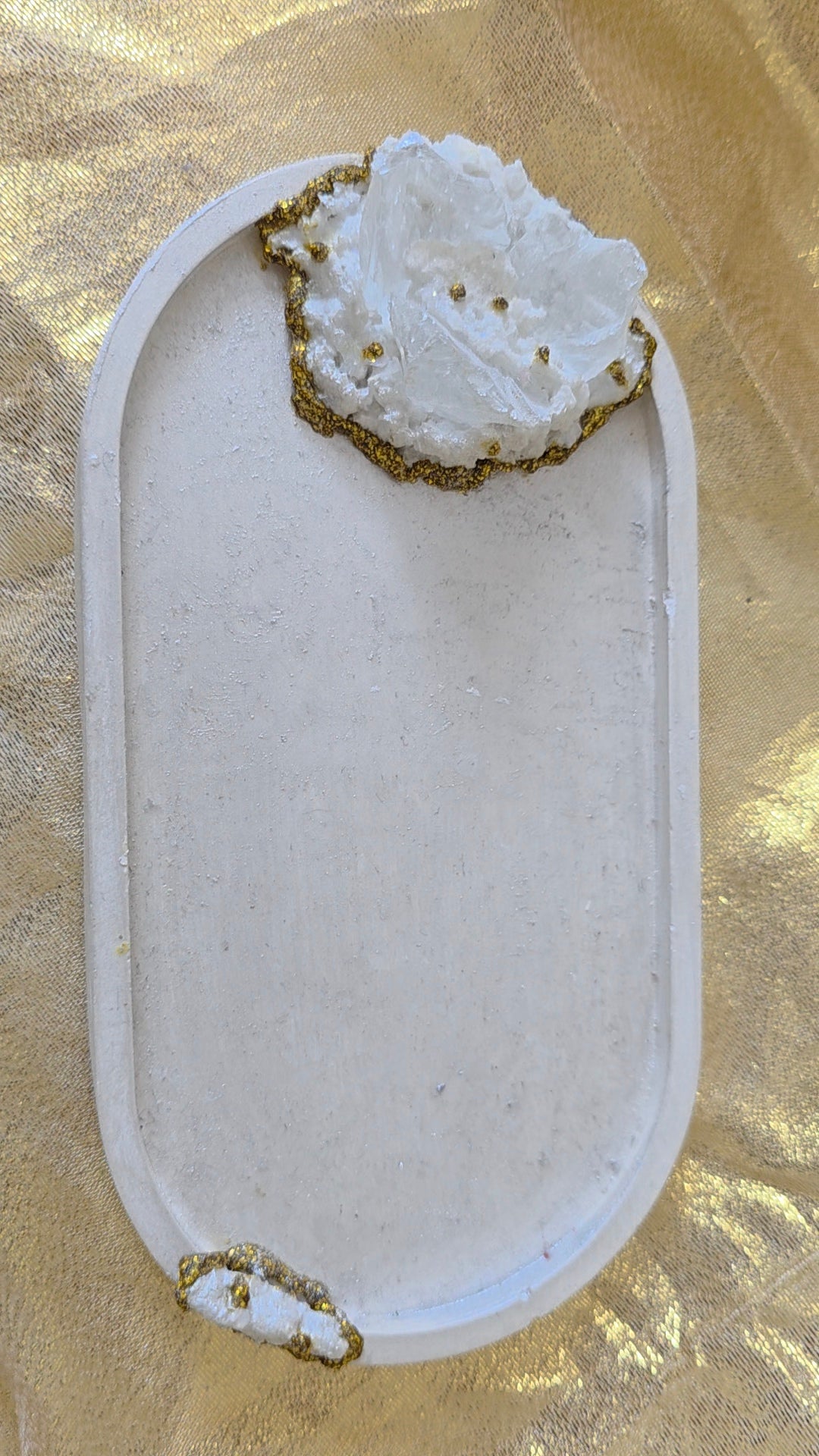 Textured White & Gold Accent Tray