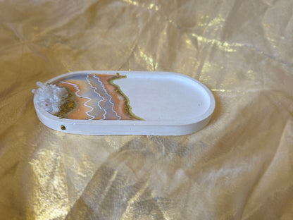 Opulent Gold & Quartz Geode Tray