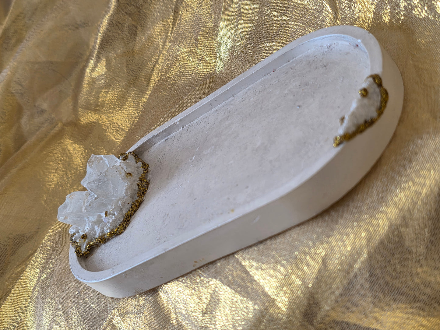 Textured White & Gold Accent Tray