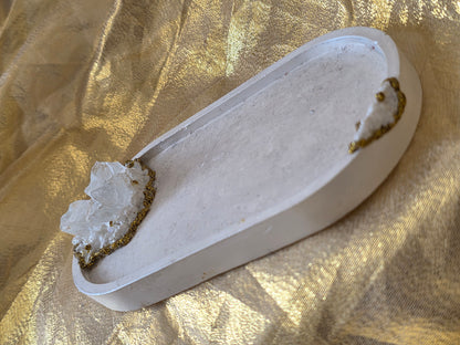 Textured White & Gold Accent Tray