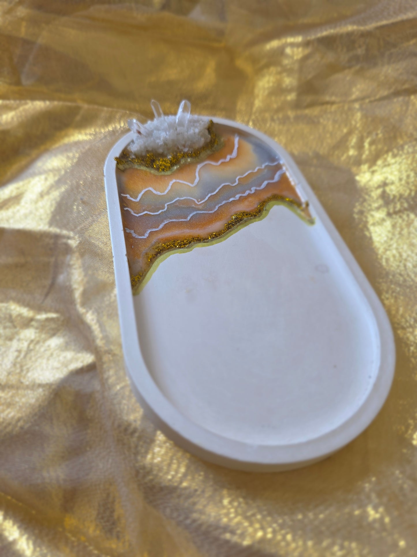Opulent Gold & Quartz Geode Tray