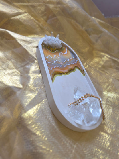 Opulent Gold & Quartz Geode Tray