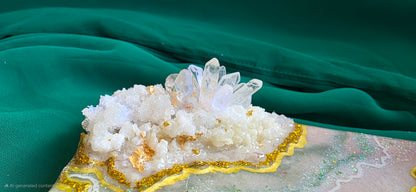 Green and Gold Geode Resin Art Panel