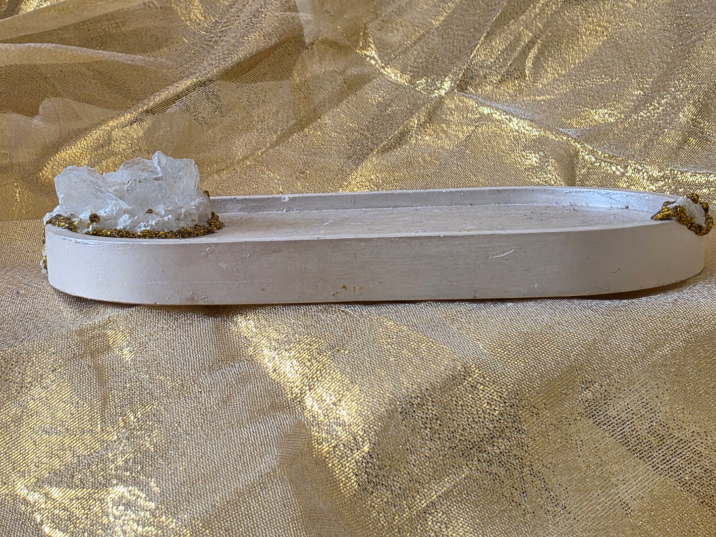 Textured White & Gold Accent Tray