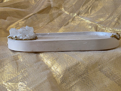 Textured White & Gold Accent Tray