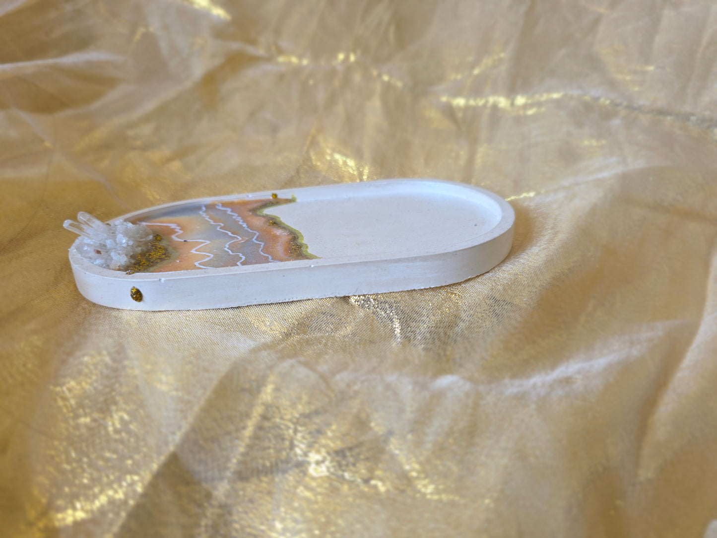 Opulent Gold & Quartz Geode Tray