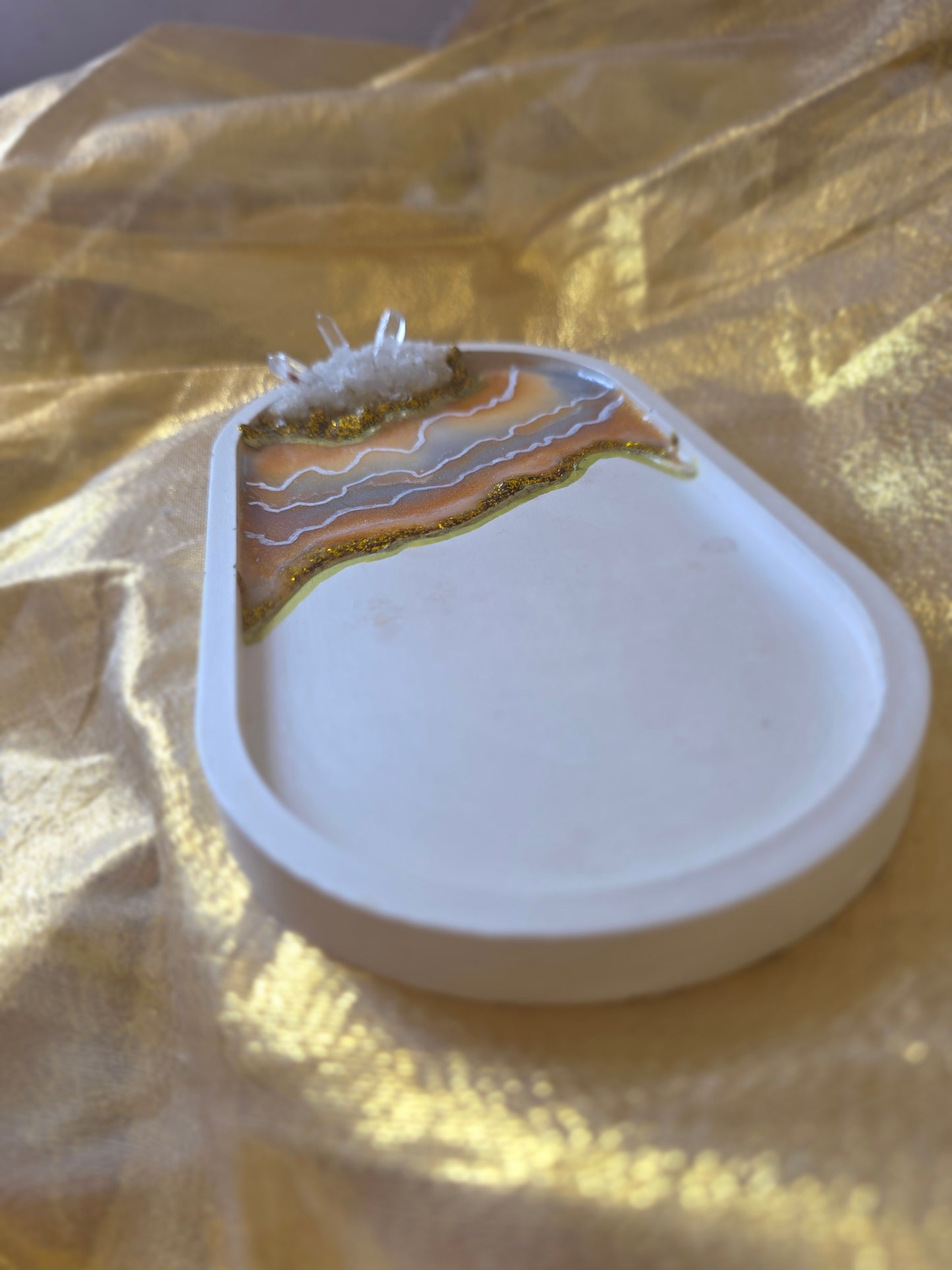 Opulent Gold & Quartz Geode Tray