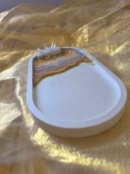 Opulent Gold & Quartz Geode Tray