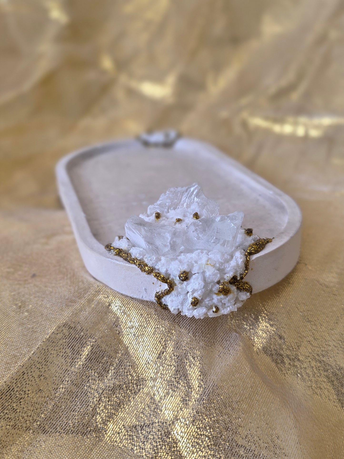 Textured White & Gold Accent Tray