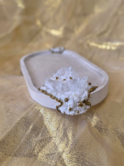 Textured White & Gold Accent Tray