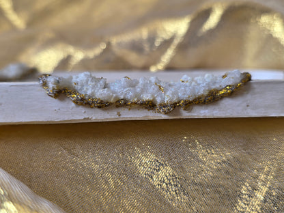 Artisan Crafted Stone-Effect Tray | Gold Glitter & Natural Crystal Embellishments